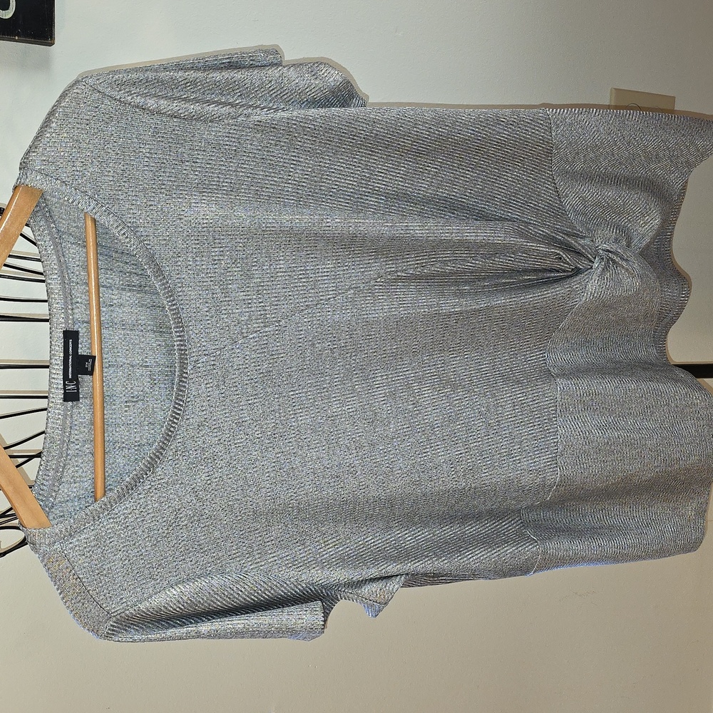 INC International Concepts Gray W Glitter Women's Top Size 2X (Christine #9)